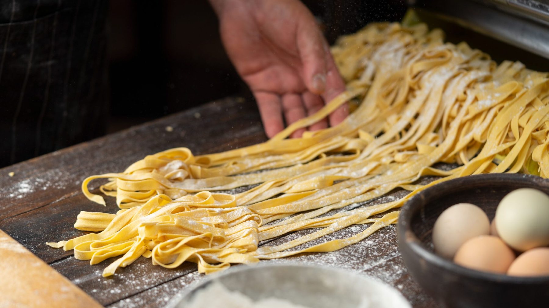Pasta fresca artesanal hecha a mano con huevos, Andiamo Pucón